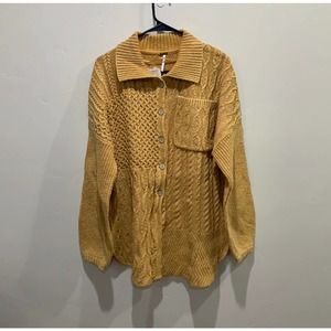 Free people say anything mustard slouchy sweater